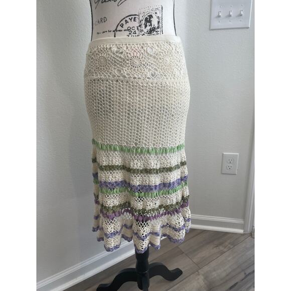 CYNTHIA STEFFE SKIRT CROCHET SZ S COTTON RUFFLE WAVY AESTHETIC COTTAGE CORE - Picture 9 of 16